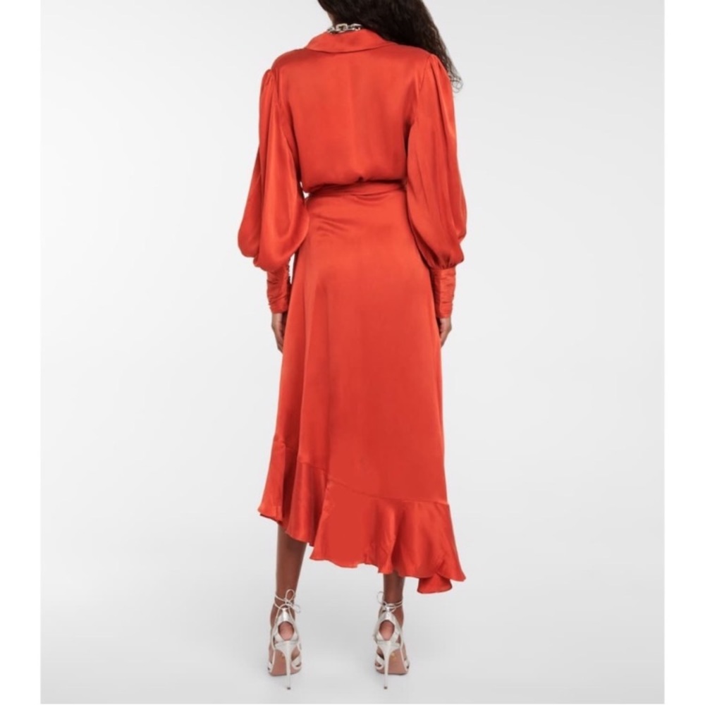 Zimmermann Silk Wrap Midi Dress in Crimson Red - Picture 11 of 12